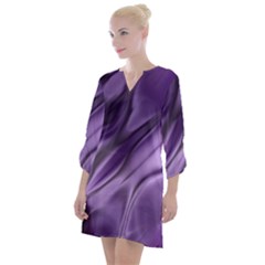 Purple Abstract Art Open Neck Shift Dress