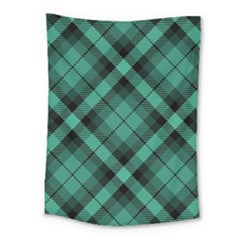 Biscay Green Black Plaid Medium Tapestry by SpinnyChairDesigns