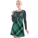 Biscay Green Black Plaid Plunge Pinafore Velour Dress View1