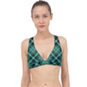 Biscay Green Black Plaid Classic Banded Bikini Top View1