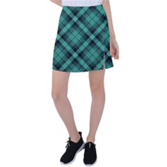 Biscay Green Black Plaid Tennis Skirt by SpinnyChairDesigns