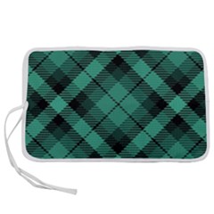 Biscay Green Black Plaid Pen Storage Case (m)