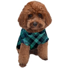 Biscay Green Black Plaid Dog T-shirt by SpinnyChairDesigns