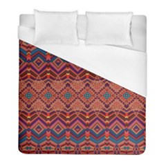 Boho Light Brown Blue Pattern Duvet Cover (full/ Double Size) by SpinnyChairDesigns