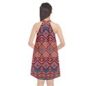 Boho Light Brown Blue Pattern Halter Neckline Chiffon Dress  View2