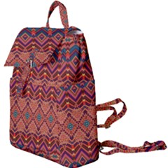 Boho Light Brown Blue Pattern Buckle Everyday Backpack by SpinnyChairDesigns