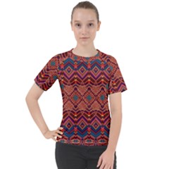 Boho Light Brown Blue Pattern Women s Sport Raglan Tee