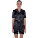 Black Abstract Pattern Satin Short Sleeve Pyjamas Set View1