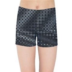 Black Abstract Pattern Kids  Sports Shorts by SpinnyChairDesigns