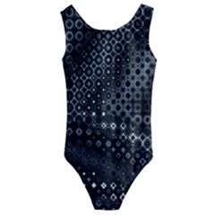 Black Abstract Pattern Kids  Cut-out Back One Piece Swimsuit by SpinnyChairDesigns