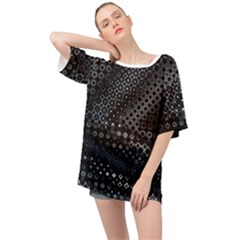 Black Abstract Pattern Oversized Chiffon Top by SpinnyChairDesigns