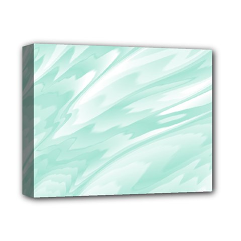 Biscay Green White Feathered Swoosh Deluxe Canvas 14  X 11  (stretched) by SpinnyChairDesigns