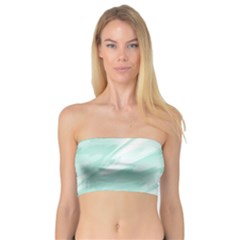 Biscay Green White Feathered Swoosh Bandeau Top by SpinnyChairDesigns