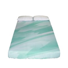 Biscay Green White Feathered Swoosh Fitted Sheet (full/ Double Size)