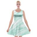 Biscay Green White Feathered Swoosh Velvet Skater Dress View1