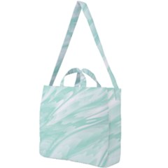 Biscay Green White Feathered Swoosh Square Shoulder Tote Bag