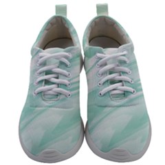 Biscay Green White Feathered Swoosh Mens Athletic Shoes by SpinnyChairDesigns