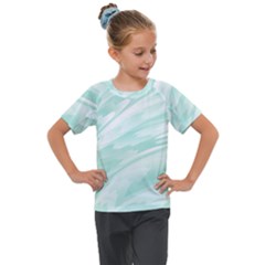 Biscay Green White Feathered Swoosh Kids  Mesh Piece Tee