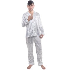 Boho White Wedding Pattern Men s Long Sleeve Satin Pyjamas Set by SpinnyChairDesigns