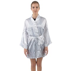 Boho White Wedding Pattern Long Sleeve Satin Kimono by SpinnyChairDesigns