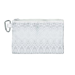 Boho White Wedding Pattern Canvas Cosmetic Bag (medium) by SpinnyChairDesigns