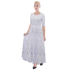 Boho White Wedding Pattern Half Sleeves Maxi Dress by SpinnyChairDesigns