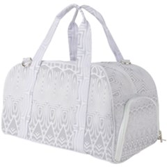 Boho White Wedding Pattern Burner Gym Duffel Bag by SpinnyChairDesigns