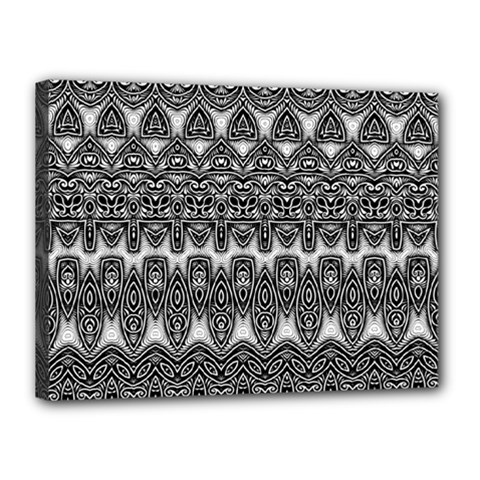 Boho Black And White Pattern Canvas 16  X 12  (stretched) by SpinnyChairDesigns