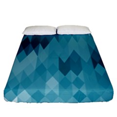 Cerulean Blue Geometric Patterns Fitted Sheet (queen Size) by SpinnyChairDesigns