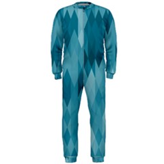 Cerulean Blue Geometric Patterns Onepiece Jumpsuit (men)  by SpinnyChairDesigns