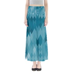 Cerulean Blue Geometric Patterns Full Length Maxi Skirt by SpinnyChairDesigns