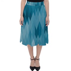 Cerulean Blue Geometric Patterns Classic Midi Skirt