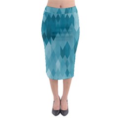 Cerulean Blue Geometric Patterns Midi Pencil Skirt by SpinnyChairDesigns