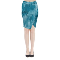 Cerulean Blue Geometric Patterns Midi Wrap Pencil Skirt by SpinnyChairDesigns