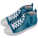 Cerulean Blue Geometric Patterns Women s Mid-Top Canvas Sneakers View2