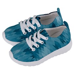 Cerulean Blue Geometric Patterns Kids  Lightweight Sports Shoes by SpinnyChairDesigns