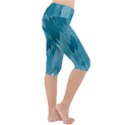 Cerulean Blue Geometric Patterns Lightweight Velour Cropped Yoga Leggings View3