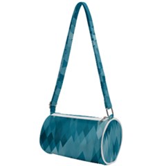 Cerulean Blue Geometric Patterns Mini Cylinder Bag