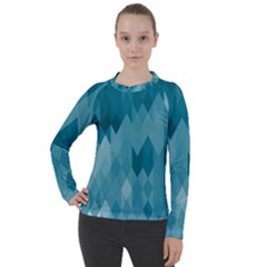 Cerulean Blue Geometric Patterns Women s Pique Long Sleeve Tee