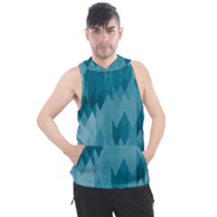 Cerulean Blue Geometric Patterns Men s Sleeveless Hoodie by SpinnyChairDesigns