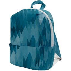 Cerulean Blue Geometric Patterns Zip Up Backpack by SpinnyChairDesigns