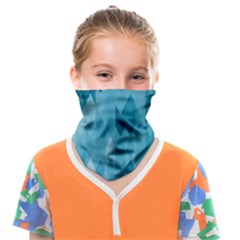 Cerulean Blue Geometric Patterns Face Covering Bandana (kids)