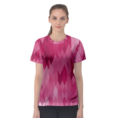 Blush Pink Geometric Pattern Women s Sport Mesh Tee by SpinnyChairDesigns