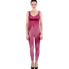 Blush Pink Geometric Pattern One Piece Catsuit by SpinnyChairDesigns