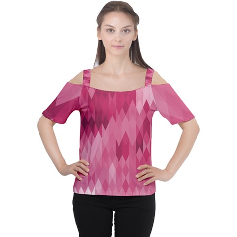 Blush Pink Geometric Pattern Cutout Shoulder Tee by SpinnyChairDesigns