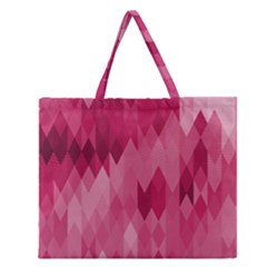 Blush Pink Geometric Pattern Zipper Large Tote Bag by SpinnyChairDesigns