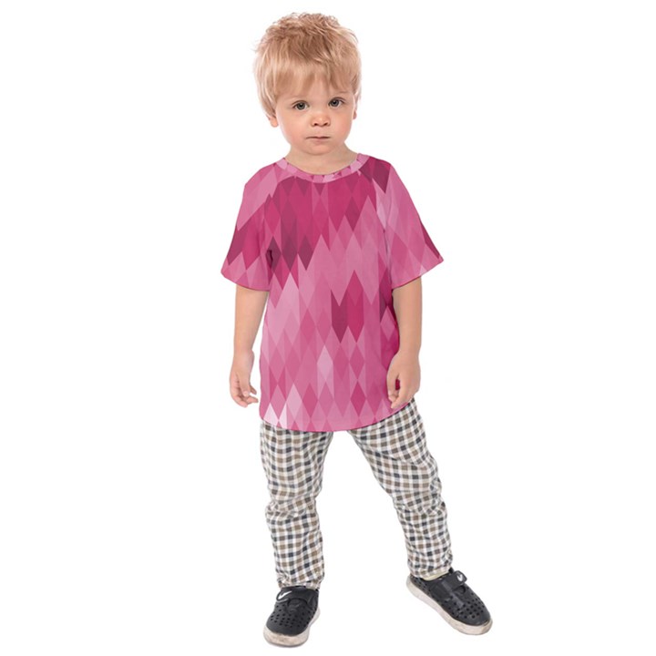 Blush Pink Geometric Pattern Kids  Raglan Tee