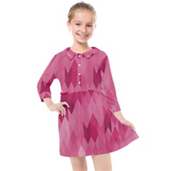 Blush Pink Geometric Pattern Kids  Quarter Sleeve Shirt Dress by SpinnyChairDesigns