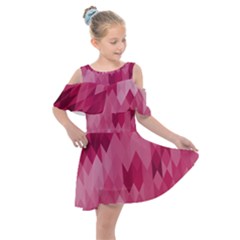 Blush Pink Geometric Pattern Kids  Shoulder Cutout Chiffon Dress by SpinnyChairDesigns