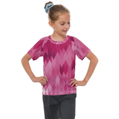 Blush Pink Geometric Pattern Kids  Mesh Piece Tee